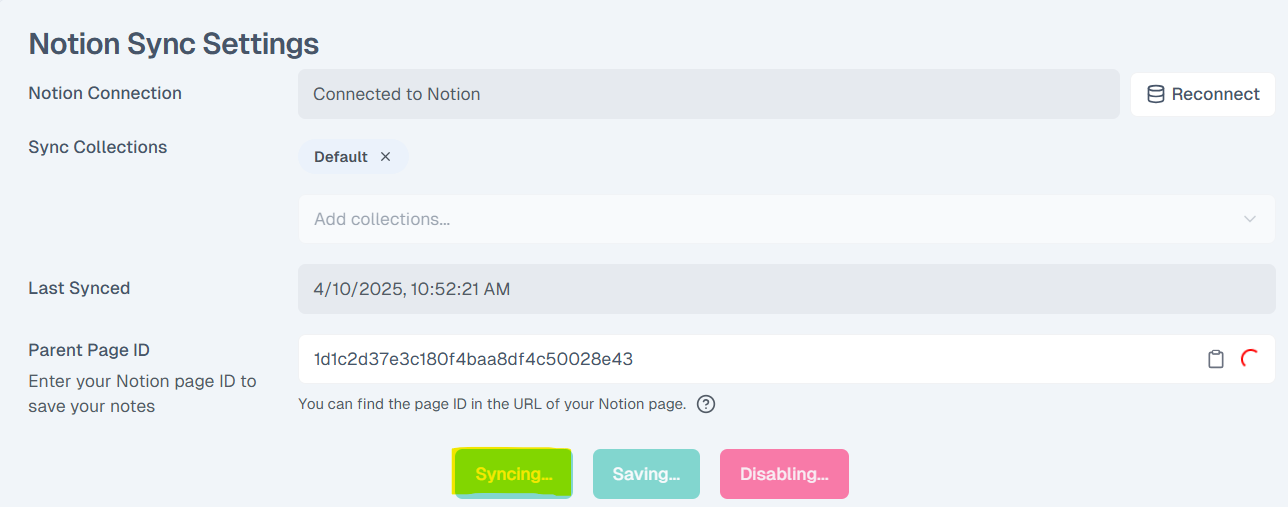 configure notion sync settings default