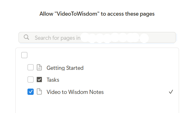 select pages in notion sync